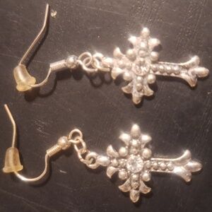 Silver cross earrings